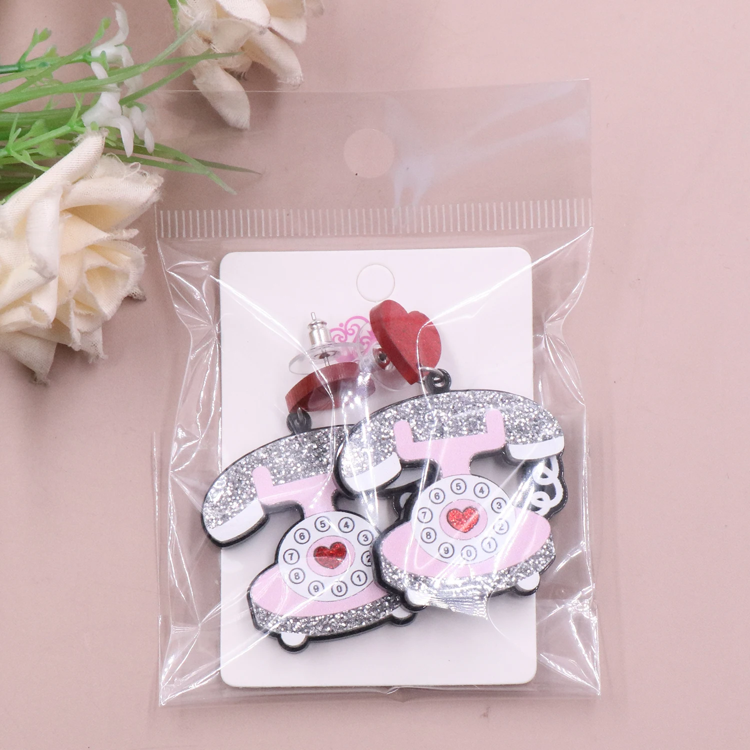 Acrylic Retro Telephone Earrings Acrylic Retro Telephone Earrings