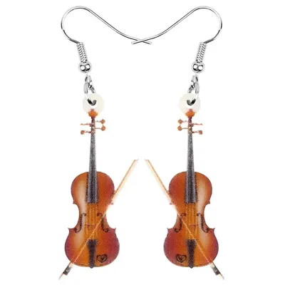 Acrylic Wood Color Fiddle Violin Earrings Aesthetic Trendy Drop Dangle Jewelry For Women Girls Kid Vintage Gift Acrylic Wood Color Fiddle Violin Earrings Aesthetic Trendy Drop Dangle Jewelry For Women Girls Kid Vintage Gift