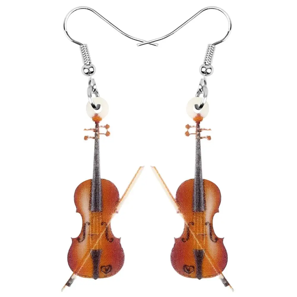 Acrylic Wood Color Fiddle Violin Earrings Aesthetic Trendy Drop Dangle Jewelry For Women Girls Kid Vintage Gift Acrylic Wood Color Fiddle Violin Earrings Aesthetic Trendy Drop Dangle Jewelry For Women Girls Kid Vintage Gift