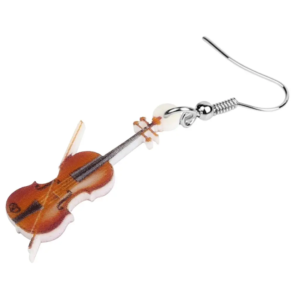 Acrylic Wood Color Fiddle Violin Earrings Aesthetic Trendy Drop Dangle Jewelry For Women Girls Kid Vintage Gift Acrylic Wood Color Fiddle Violin Earrings Aesthetic Trendy Drop Dangle Jewelry For Women Girls Kid Vintage Gift