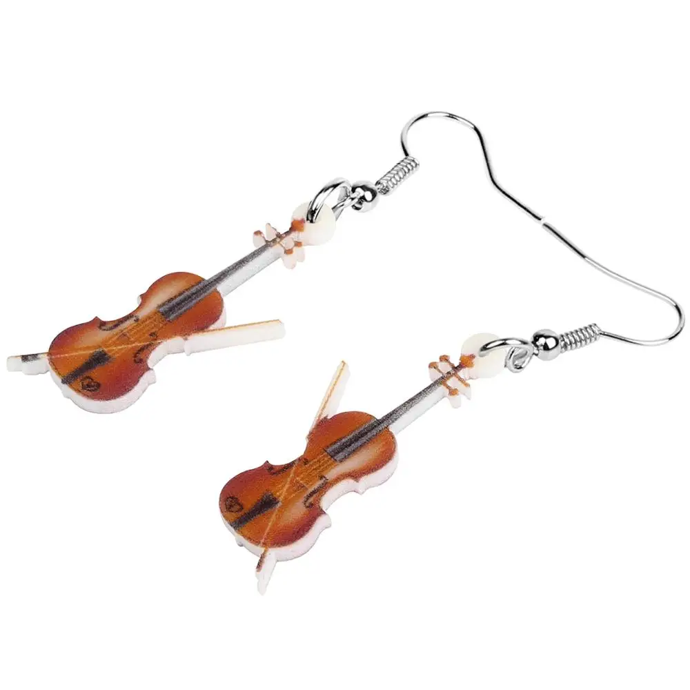Acrylic Wood Color Fiddle Violin Earrings Aesthetic Trendy Drop Dangle Jewelry For Women Girls Kid Vintage Gift Acrylic Wood Color Fiddle Violin Earrings Aesthetic Trendy Drop Dangle Jewelry For Women Girls Kid Vintage Gift
