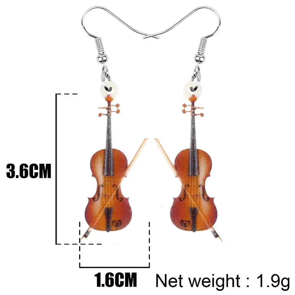 Acrylic Wood Color Fiddle Violin Earrings Aesthetic Trendy Drop Dangle Jewelry For Women Girls Kid Vintage Gift Acrylic Wood Color Fiddle Violin Earrings Aesthetic Trendy Drop Dangle Jewelry For Women Girls Kid Vintage Gift