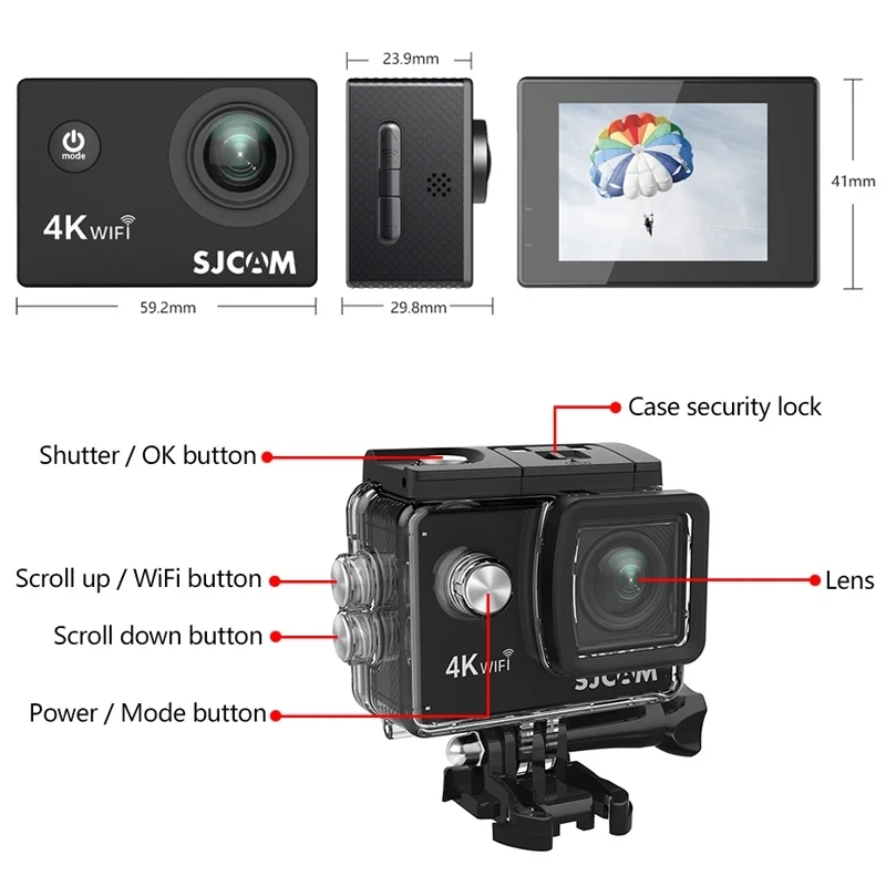 Action Camera SJ4000 AIR 4K 30PFS 1080P 4x Zoom WIFI Sports Video Action Cameras Motorcycle Bicycle Helmet Waterproof Action Camera SJ4000 AIR 4K 30PFS 1080P 4x Zoom WIFI Sports Video Action Cameras Motorcycle Bicycle Helmet Waterproof