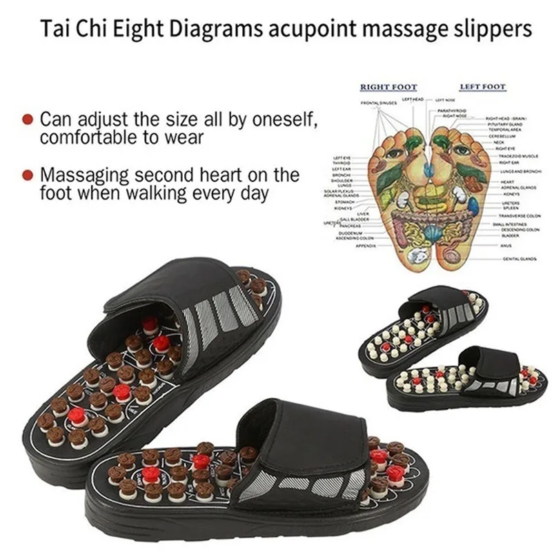 Acupoint Massage Slippers For Men Women Sandals Feet Chinese Acupressure Therapy Medical Rotating Foot Massager Shoes