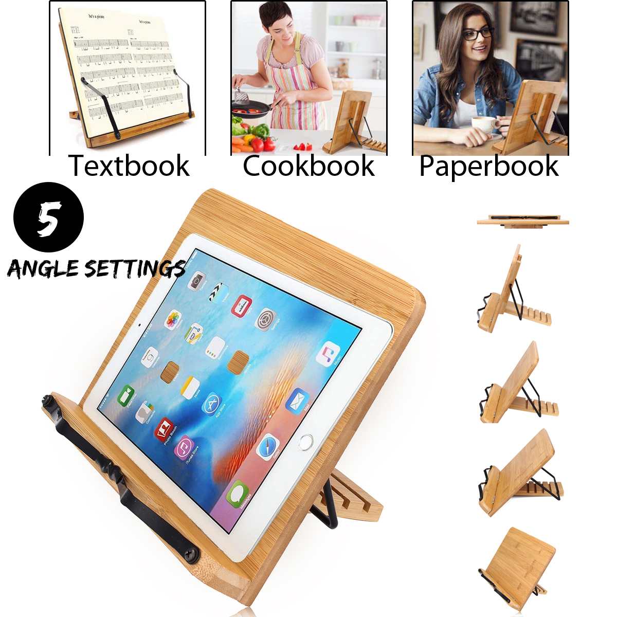 Adjustable Bamboo Book Stand