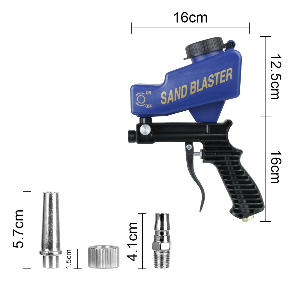 Adjustable Blasting Machine Gravity Sandblasting Gun Pneumatic Sandblasting Set Rust Blasting Device Pneumatic Blasting
