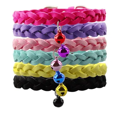 Adjustable Braided Dog Collar with Bell