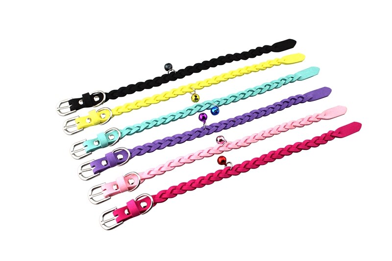 Adjustable Braided Dog Collar with Bell