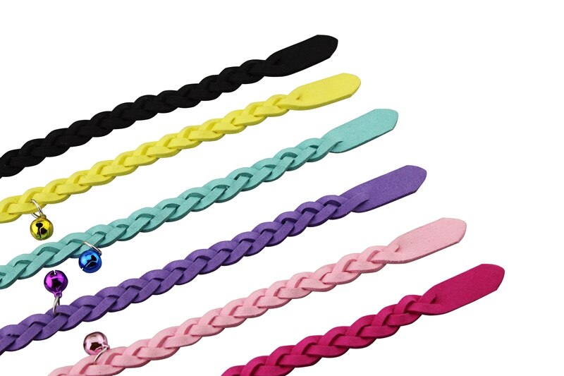 Adjustable Braided Dog Collar with Bell