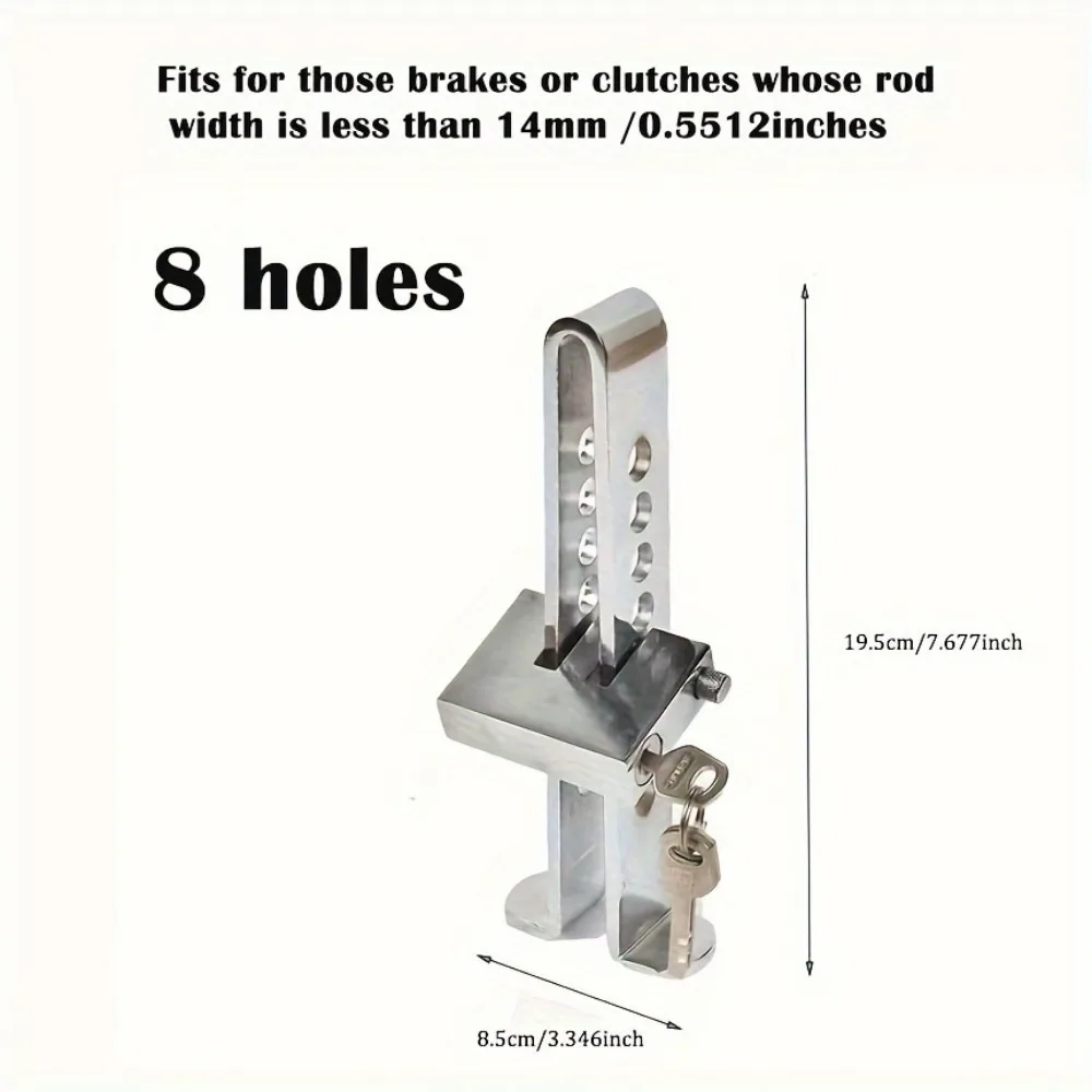Adjustable Brake Pedal Lock with 2 Keys – Heavy Duty Stainless Steel 8-Hole Anti-Theft for Vehicles, Universal Security Adjustable Brake Pedal Lock with 2 Keys – Heavy Duty Stainless Steel 8-Hole Anti-Theft for Vehicles, Universal Security