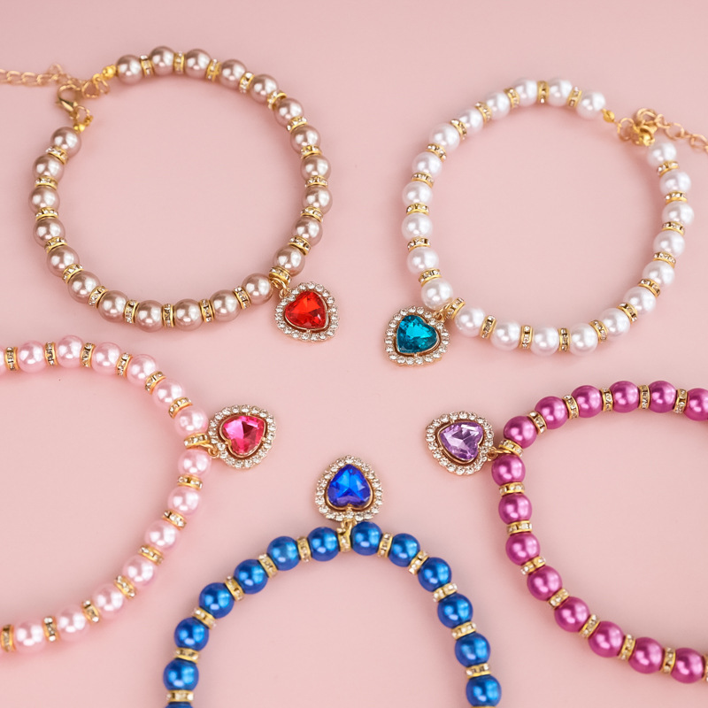 Adjustable Cat Pearl Collar with Rhinestones Adjustable Cat Pearl Collar with Rhinestones