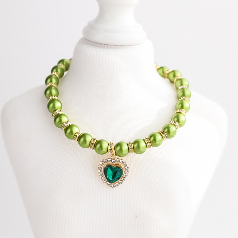 Adjustable Cat Pearl Collar with Rhinestones