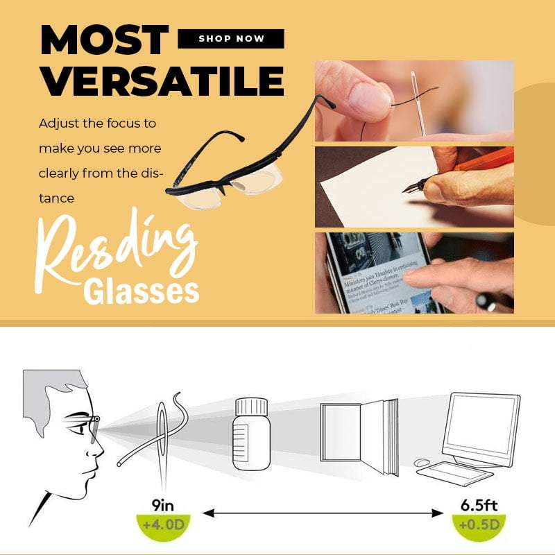 Adjustable Diopters Reading Glasses -3 To +6 Strength Myopia Glasses Reading Glasses TR90 Adjustable Focal Length