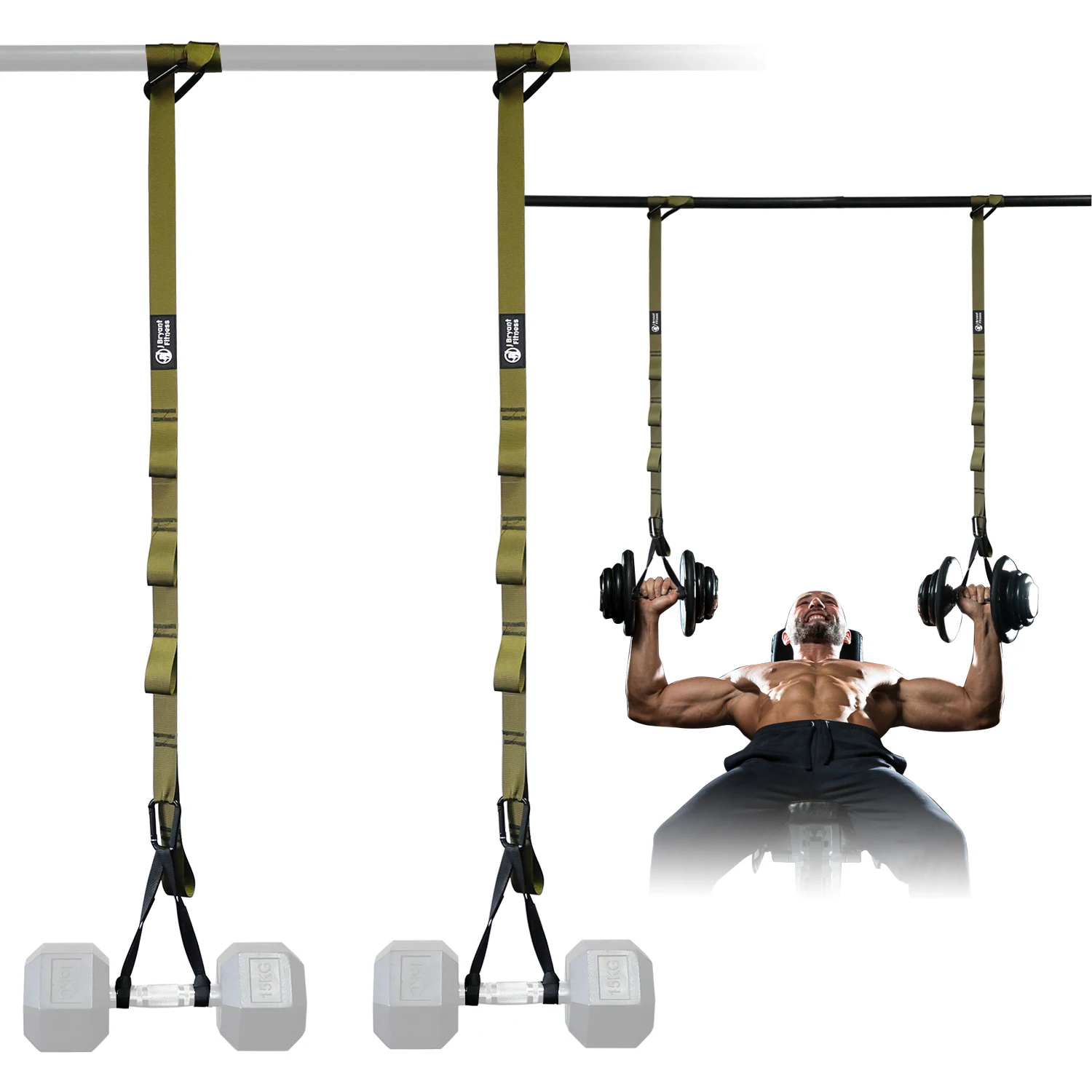 Adjustable Dumbbell Spotter Straps for Barbell Rack Attachment Chest Bench Press Hanging Dumbbells Safety Hanger Straps Adjustable Dumbbell Spotter Straps for Barbell Rack Attachment Chest Bench Press Hanging Dumbbells Safety Hanger Straps