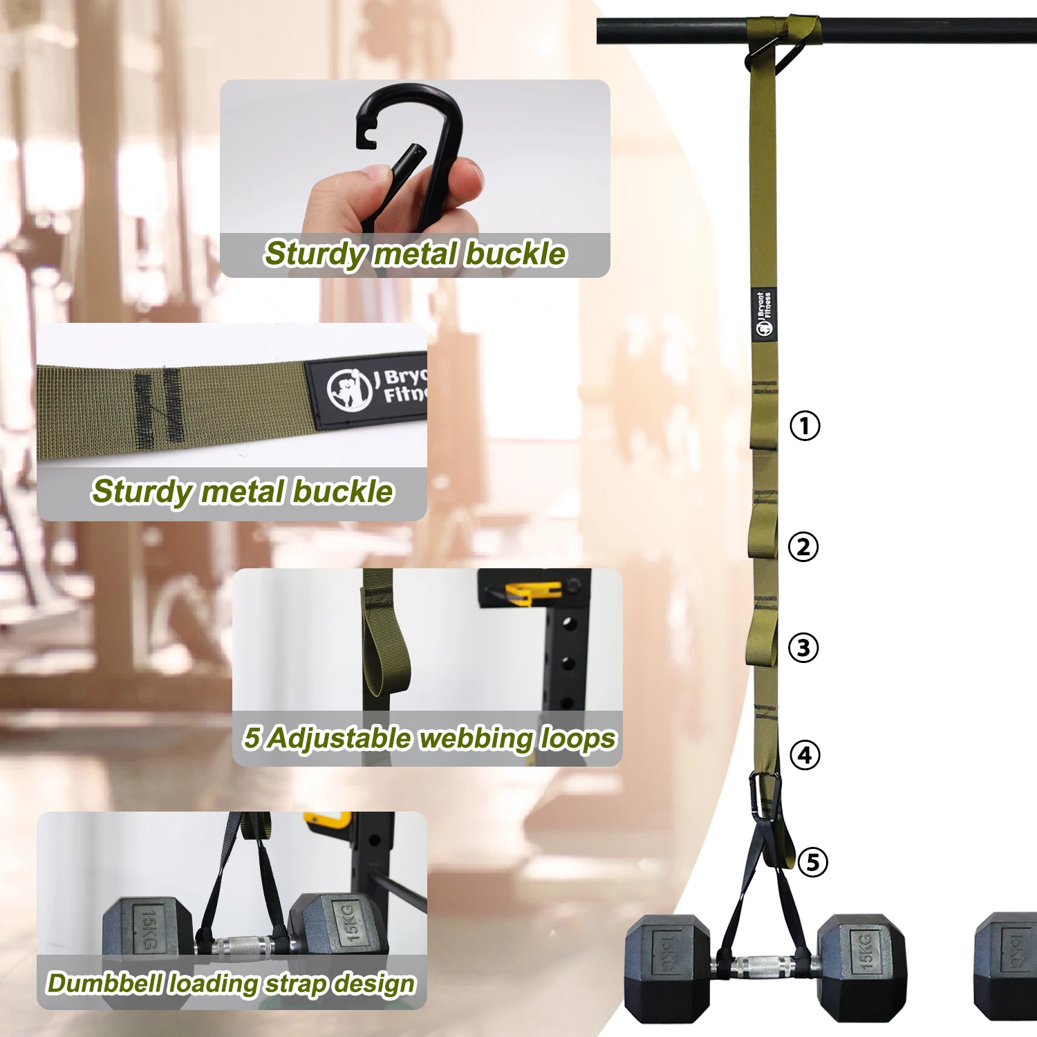 Adjustable Dumbbell Spotter Straps for Barbell Rack Attachment Chest Bench Press Hanging Dumbbells Safety Hanger Straps Adjustable Dumbbell Spotter Straps for Barbell Rack Attachment Chest Bench Press Hanging Dumbbells Safety Hanger Straps
