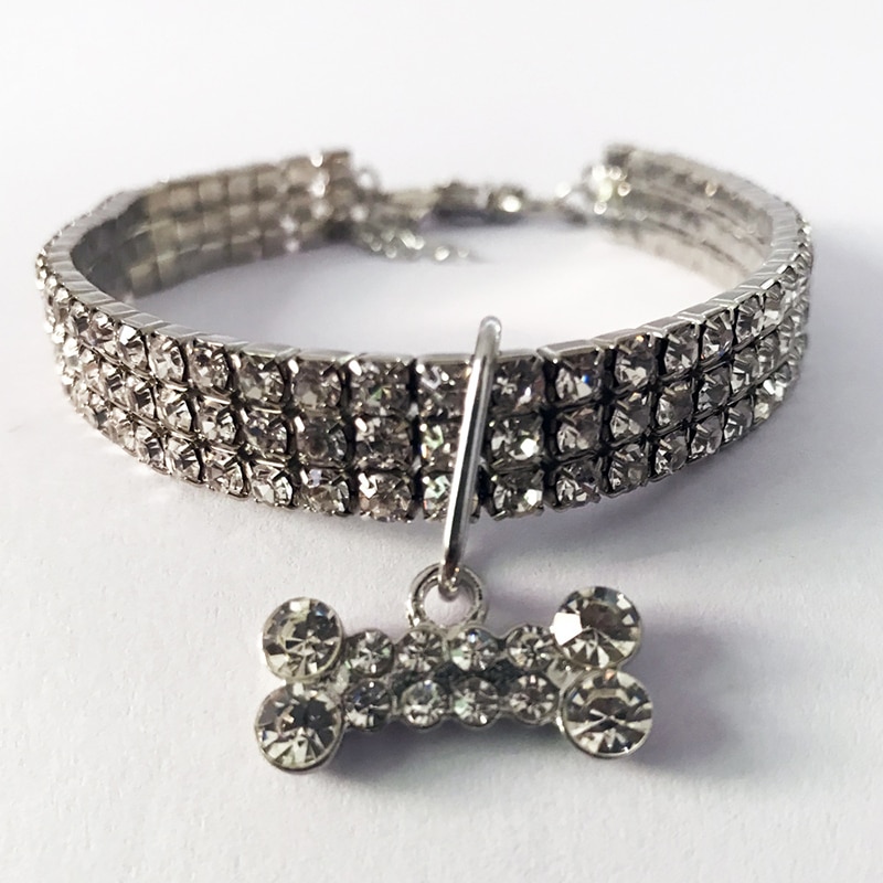 Adjustable Fancy Rhinestone Dog Collar