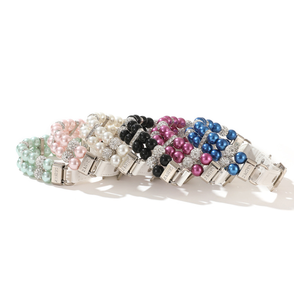Adjustable Faux Pearl Necklace Dog Collar