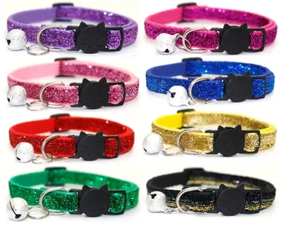 Adjustable Glitter Cat Bell Collar