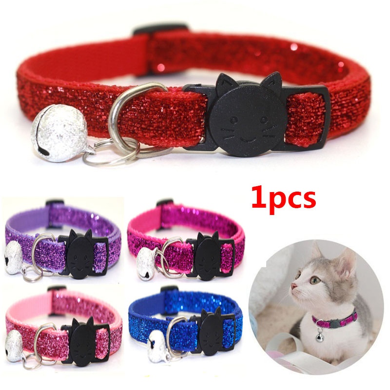 Adjustable Glitter Cat Bell Collar