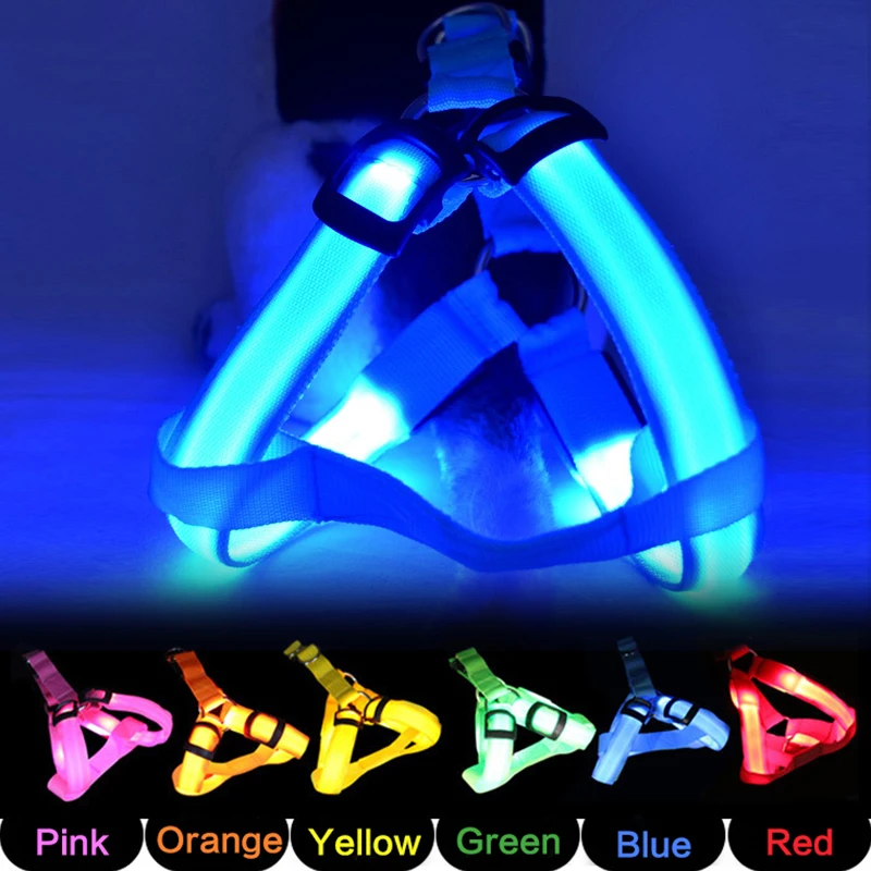 Adjustable LED Dog Harness No Pull Small Medium Glowing Nylon Breast-Band Night Safety Arnes Perro Pets Dog Accessories Adjustable LED Dog Harness No Pull Small Medium Glowing Nylon Breast-Band Night Safety Arnes Perro Pets Dog Accessories