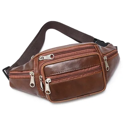 Adjustable Men's Leather Belt Bag