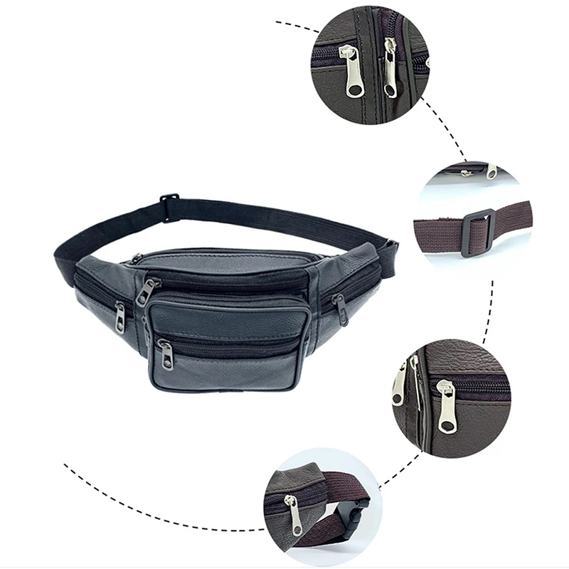 Adjustable Men's Leather Belt Bag