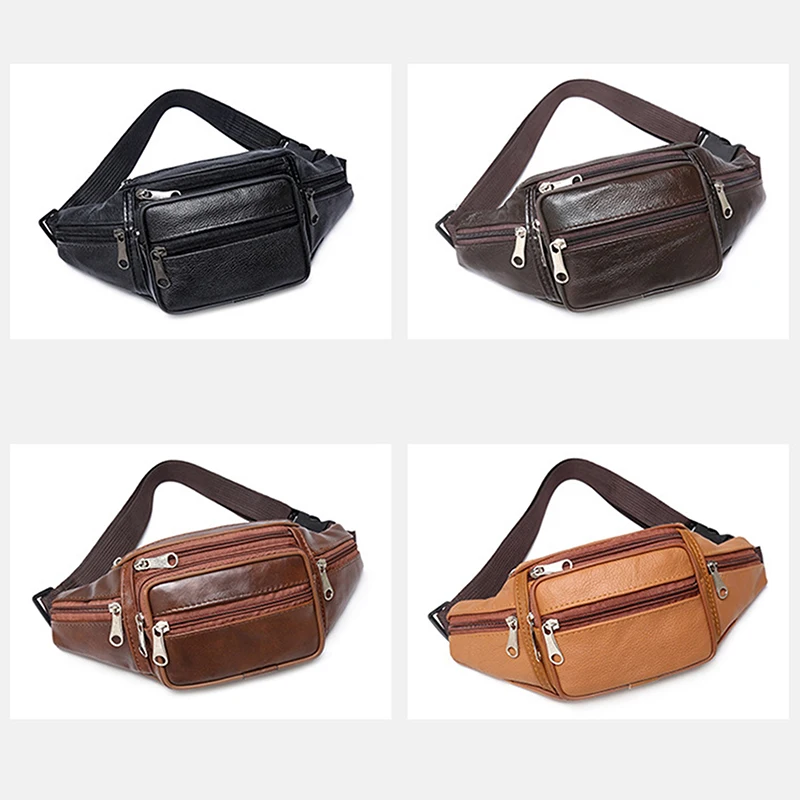 Adjustable Men's Leather Belt Bag