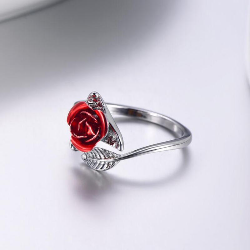 Adjustable Metal Red Rose Ring Adjustable Metal Red Rose Ring