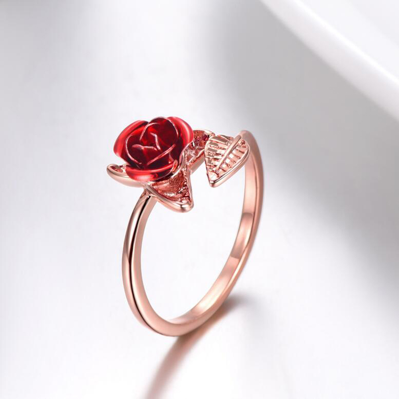 Adjustable Metal Red Rose Ring Adjustable Metal Red Rose Ring