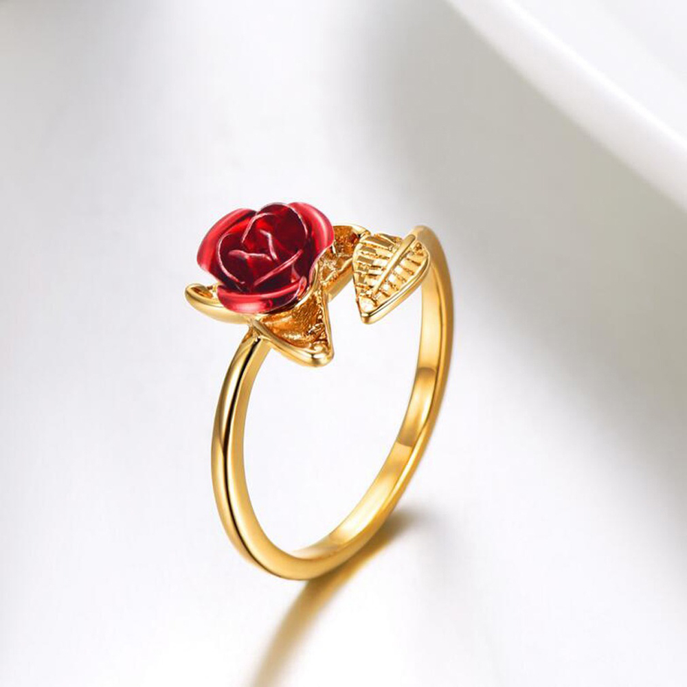 Adjustable Metal Red Rose Ring Adjustable Metal Red Rose Ring