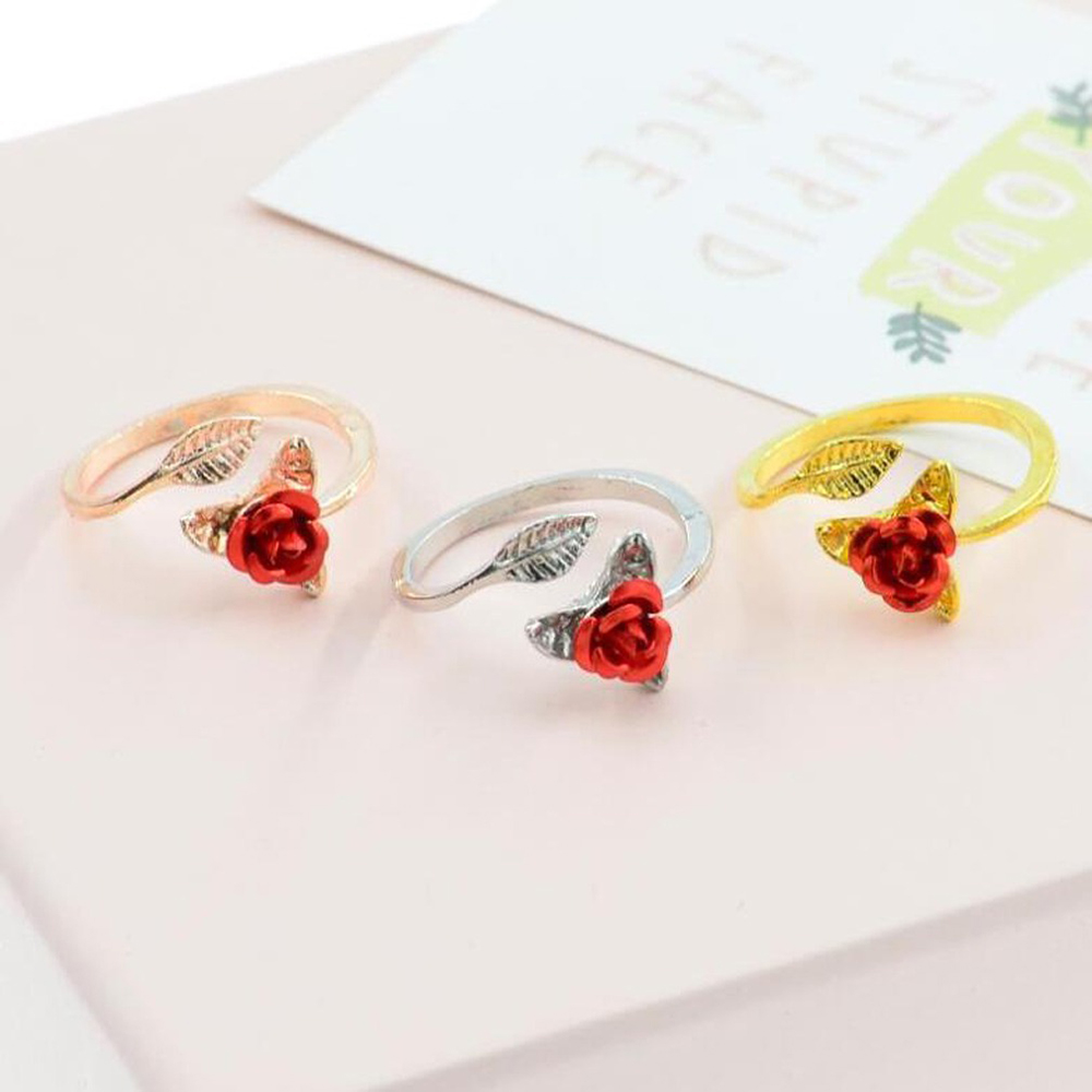 Adjustable Metal Red Rose Ring Adjustable Metal Red Rose Ring