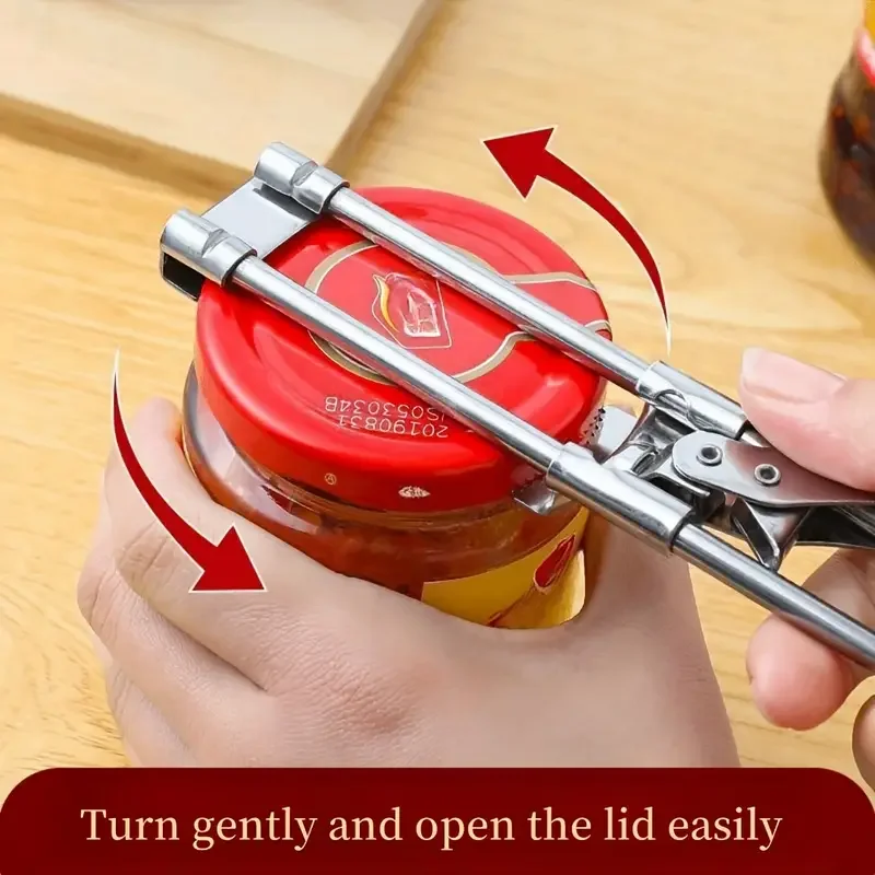 Adjustable Multi-Function Bottle Opener Stainless Steel Lids Off Jar Opener Labor-Saving Screw Can Opener For Kitchen