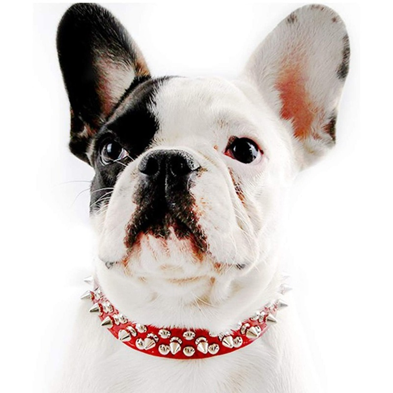 Adjustable PU Leather Spiked Dog Collar
