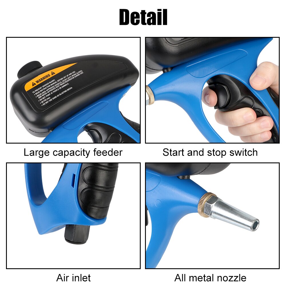 Adjustable Sandblasting Gun 90psi Portable Sand Blaster Sand Blasting Machine Gravity Small Handheld Pneumatic Blasting