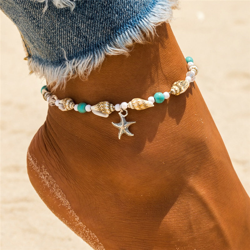 Adjustable Shell and Starfish Anklet