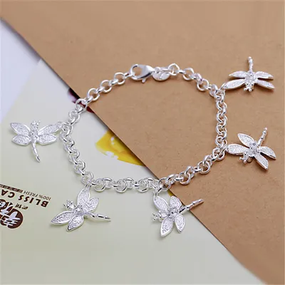 Adjustable Silver Dragonfly Bracelet