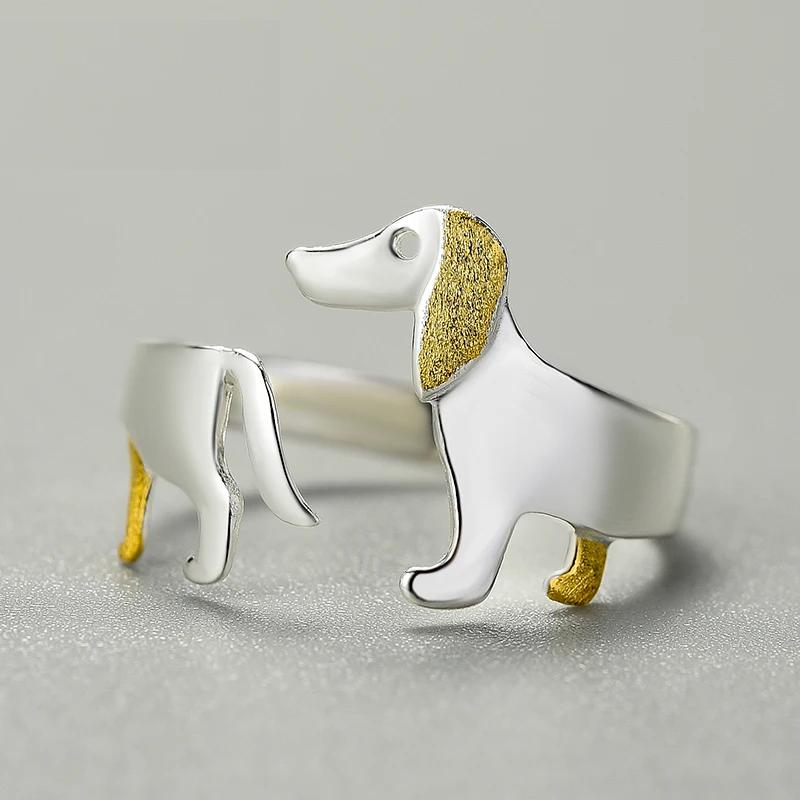 Adjustable Sterling Silver Dachshund Ring