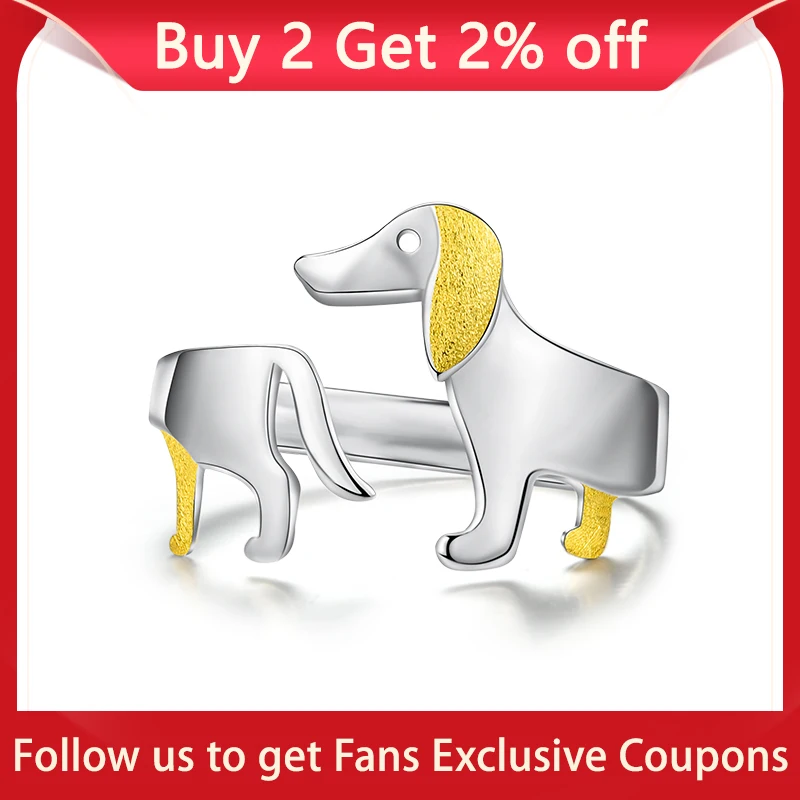 Adjustable Sterling Silver Dachshund Ring
