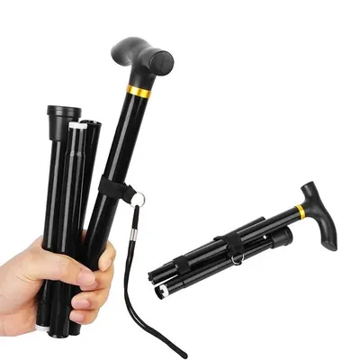 Adjustable Telescopic Portable Folding Aluminum Alloy Walking Stick Hiking Stick Non-Slip Elderly Walking Crutches