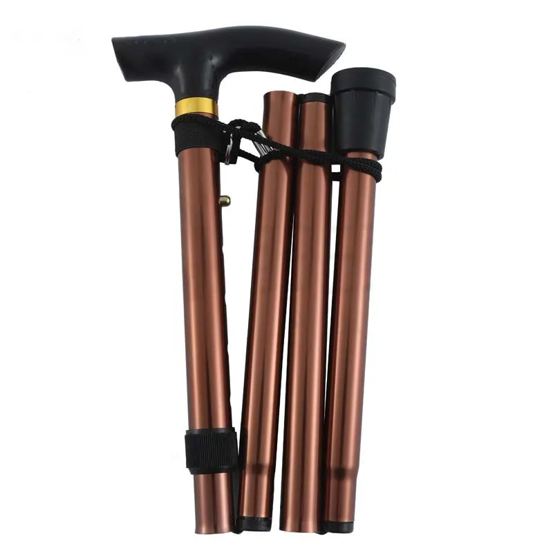 Adjustable Telescopic Portable Folding Aluminum Alloy Walking Stick Hiking Stick Non-Slip Elderly Walking Crutches