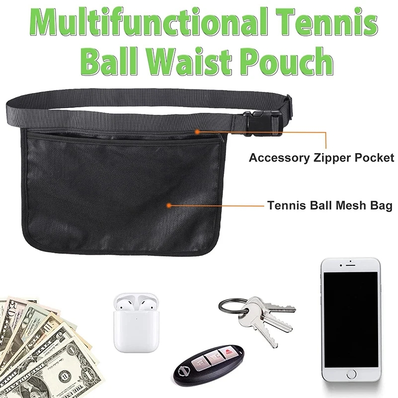 Adjustable Tennis Ball Band Holder Pickleball Golf Waist Pouch, Multifunctional Mesh Waist Hip Bag Carrier for Sports Adjustable Tennis Ball Band Holder Pickleball Golf Waist Pouch, Multifunctional Mesh Waist Hip Bag Carrier for Sports