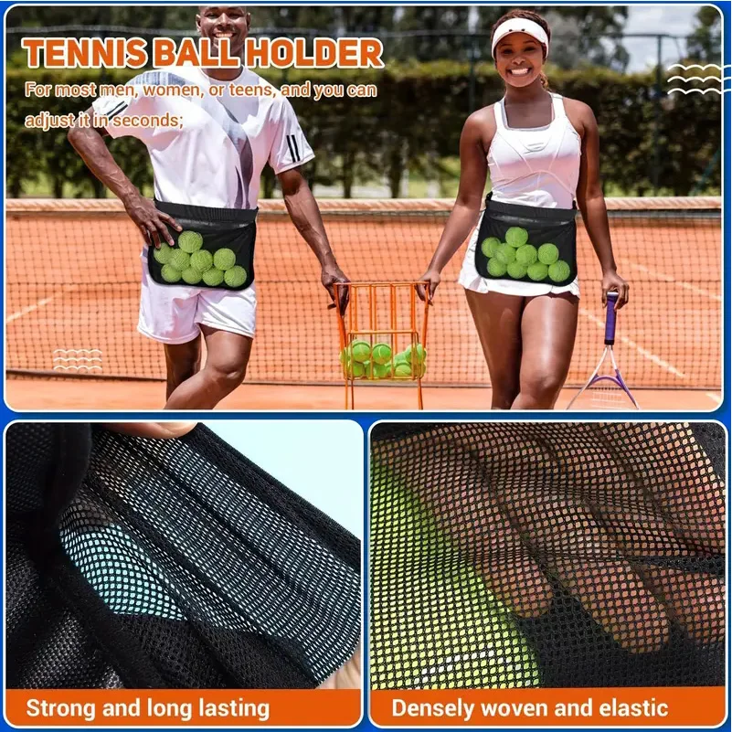 Adjustable Tennis Ball Band Holder Pickleball Golf Waist Pouch, Multifunctional Mesh Waist Hip Bag Carrier for Sports Adjustable Tennis Ball Band Holder Pickleball Golf Waist Pouch, Multifunctional Mesh Waist Hip Bag Carrier for Sports
