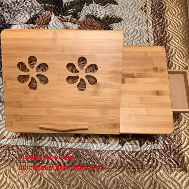 Adjustable Wooden Laptop Table for Bed with Cooling Fans Adjustable Wooden Laptop Table for Bed with Cooling Fans