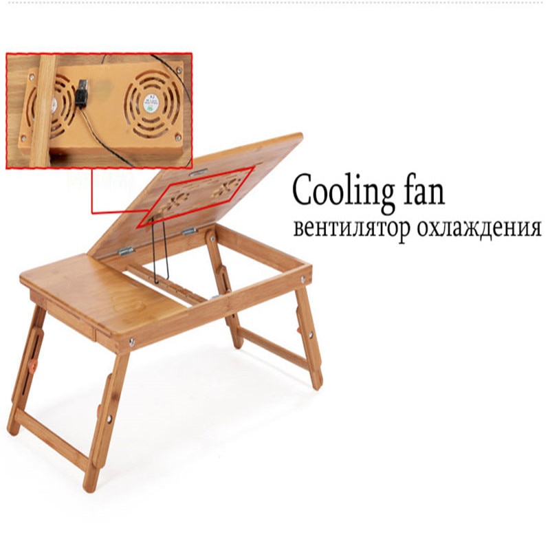 Adjustable Wooden Laptop Table for Bed with Cooling Fans Adjustable Wooden Laptop Table for Bed with Cooling Fans