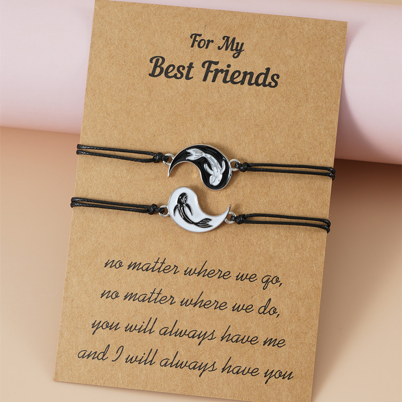 Adjustable Yin and Yang Friendship Bracelet Set