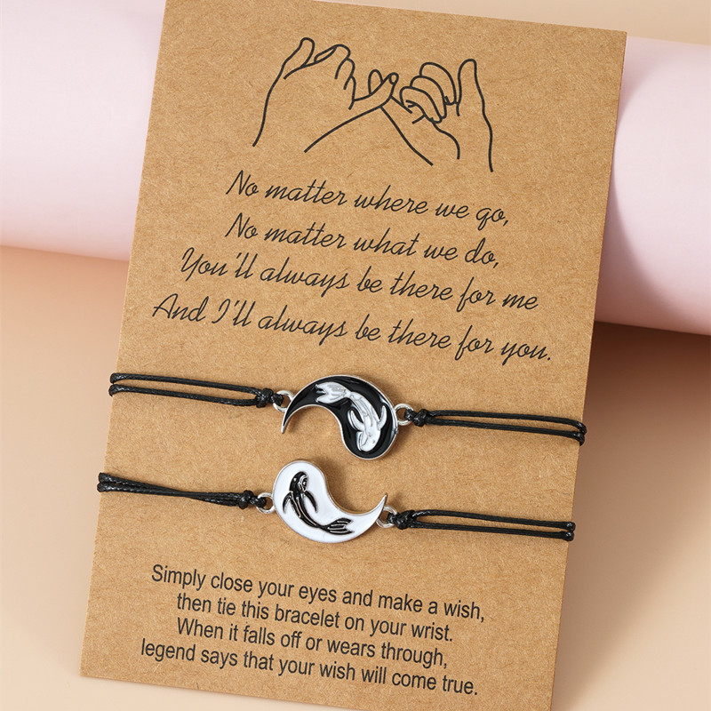 Adjustable Yin and Yang Friendship Bracelet Set