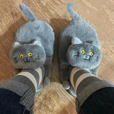Adorable Furry House Cat Slippers Adorable Furry House Cat Slippers
