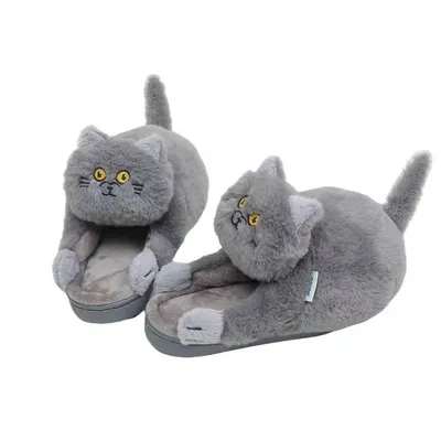 Adorable Furry House Cat Slippers Adorable Furry House Cat Slippers