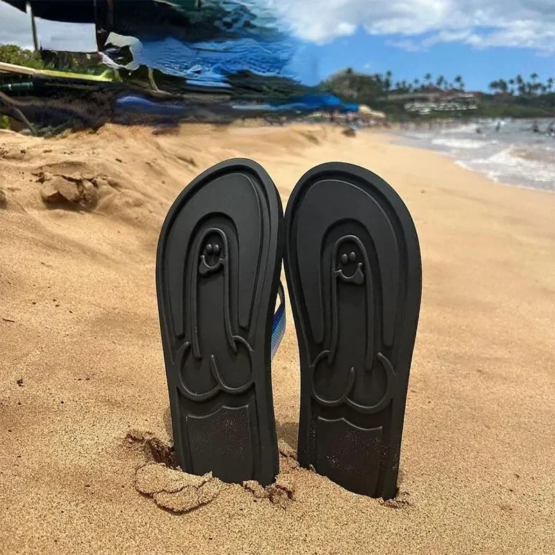 Adult Creative Quirky Dick Flops Slippers, Beach Flip Flops, Spread Hap Penis Hidden Penis Flops, Playful Quick Drying