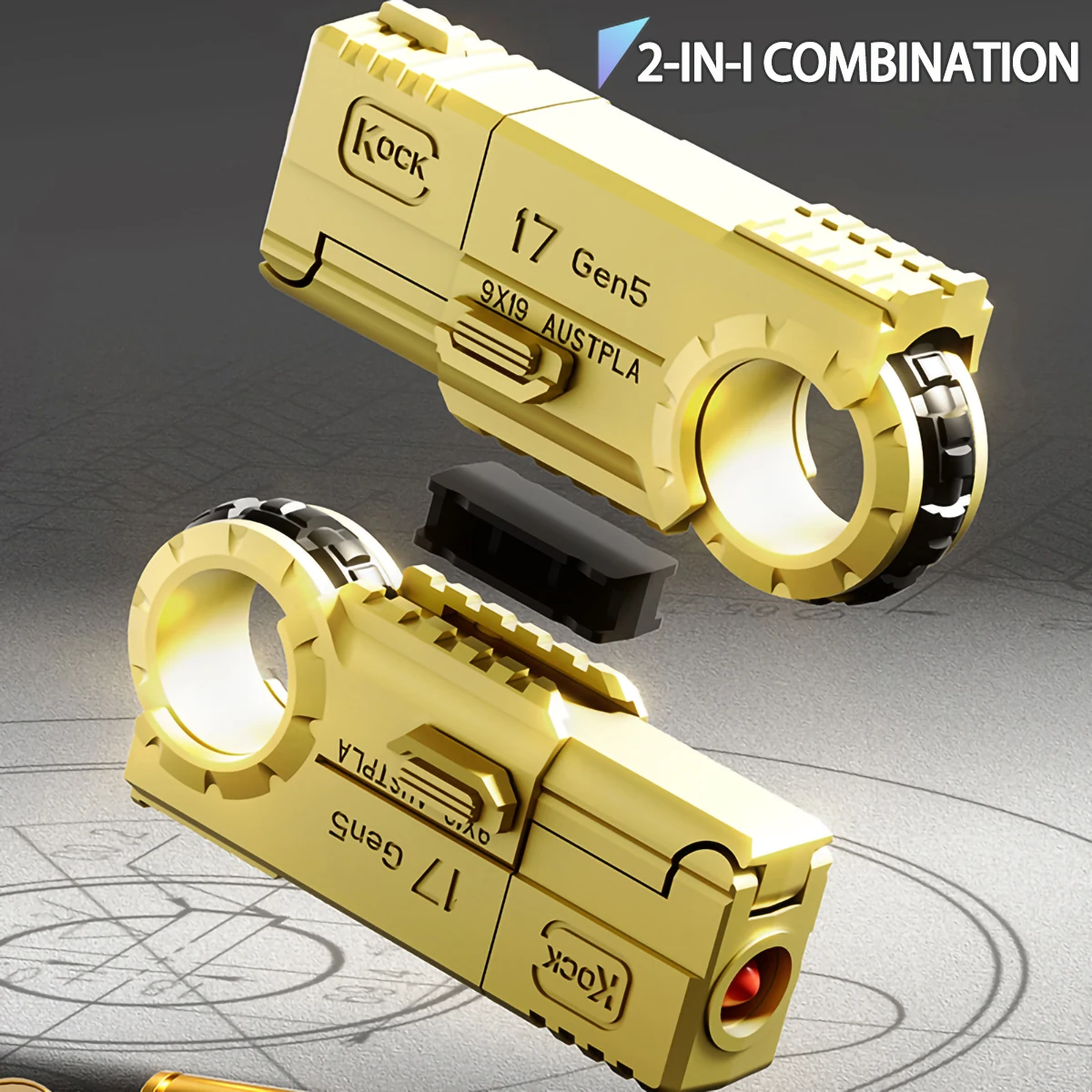 Adult Fidget Toys For Stress Relief EDC Alloy Fingertip Toy Pistol Decompression Launcher Model Ring For Anxiety Gift
